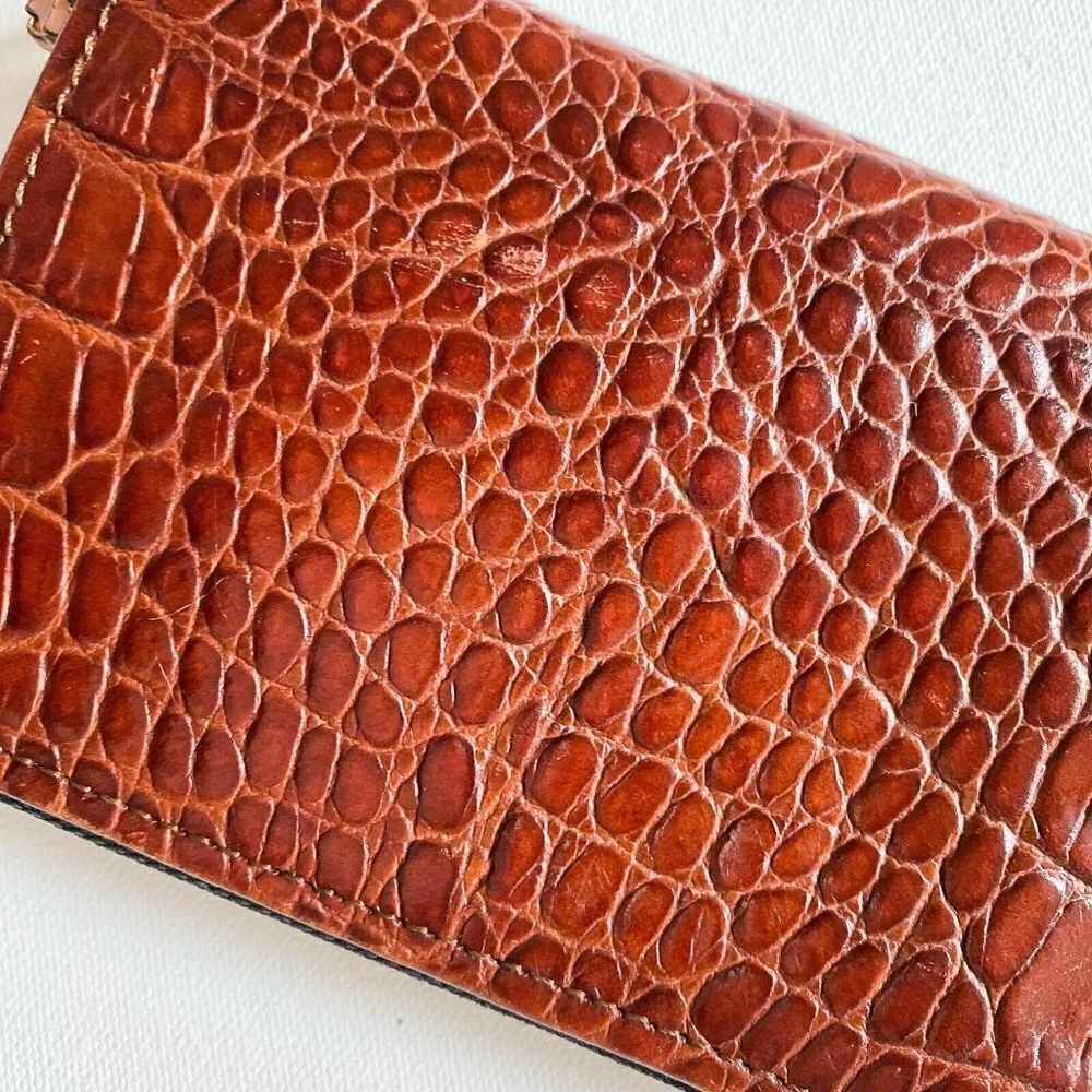 Vintage Jean Paul Goulthier Croc Skin Embossed Brown Zip Around Square Wallet